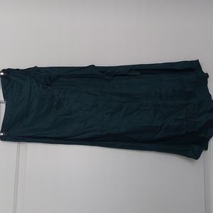 New Hunter Green Side Sash Satin Midi Skirt
